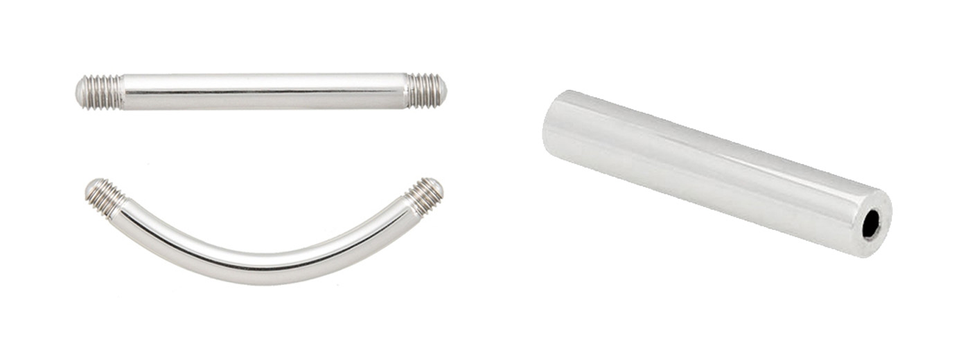 gewindestab für piercing gerade und gebogen